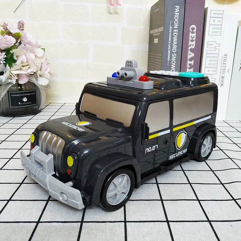 新款悍马校巴运钞车卷币存钱罐 卡通电动音乐密码储蓄罐学龄早教