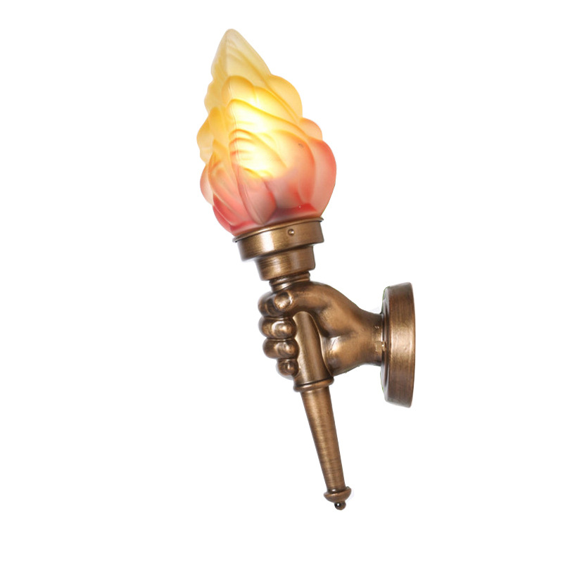火炬手壁灯咖啡色复古艺术墙壁挂灯民宿火把灯酒吧餐厅咖啡厅外墙