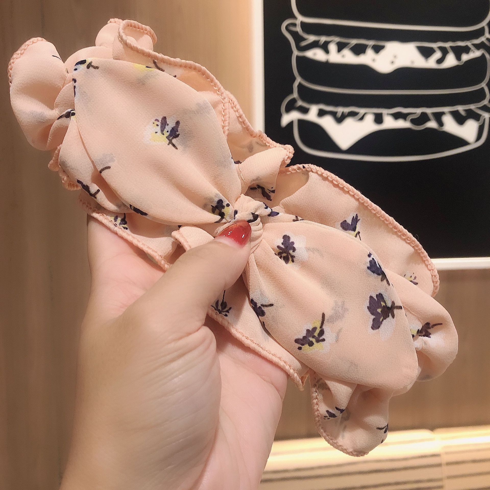 新日韩清新小碎花洗脸束发带兔耳朵发带可爱女生头带简约发箍发饰