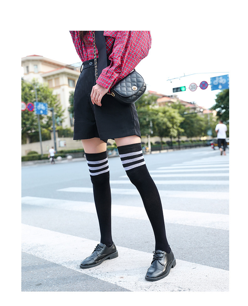 宝娜斯长筒袜女袜过膝高筒韩版黑色小腿袜日系半截中筒袜ins潮版