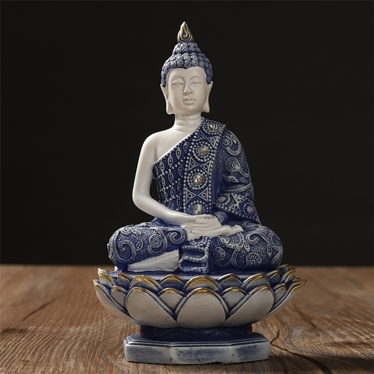 现代蓝白佛像摆件创意家居装饰香台乐队佛摆设支持定制树脂工艺品