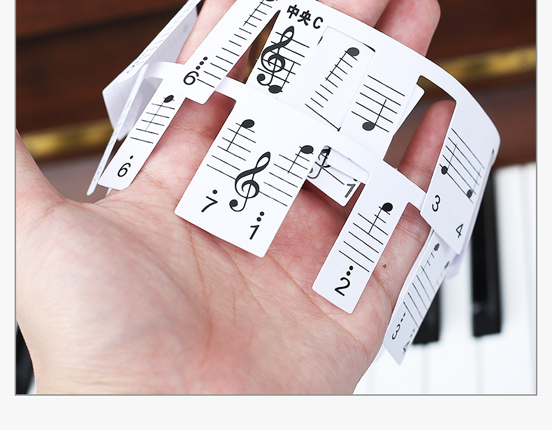 钢琴键盘贴纸电子琴音标贴88键61键五线谱简谱琴键贴免粘贴音符条