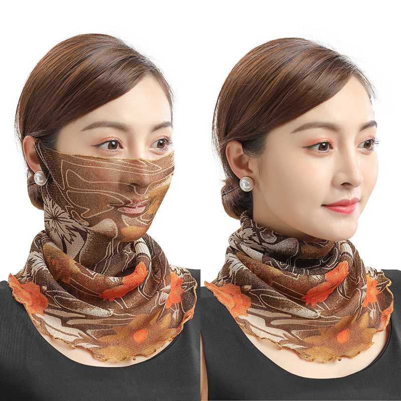 Women's Scarf Pullover Thin Sunscreen Veil New Small Silk Scarf Scarf Neck Neck Protection Autumn and Winter Mask Women's Scarf