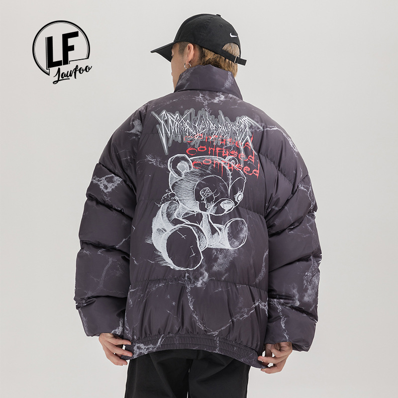 Lawfoo 2020 Original Fashion Brand Men's Bear Spray Color Printing Men's Lovers' Jackets Cotton Jacket Windproof Cotton-Padded Coat