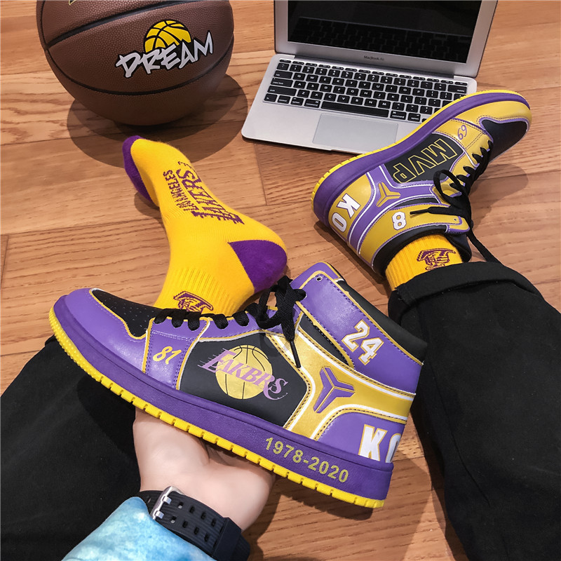 科比纪念款空军一号高帮鞋男学生韩版潮流百搭涂鸦高帮aj板鞋v101