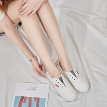 2023远步春季新款韩版帆布鞋女鞋纯色学生布鞋一脚蹬平底小白鞋女