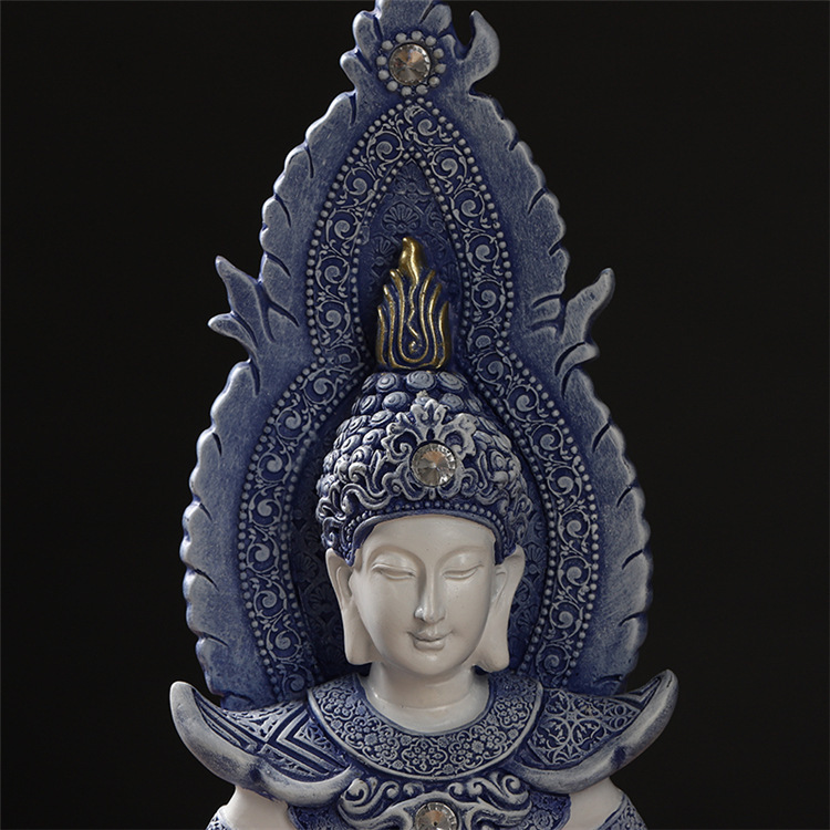 现代蓝白佛像摆件创意家居装饰香台乐队佛摆设支持定制树脂工艺品
