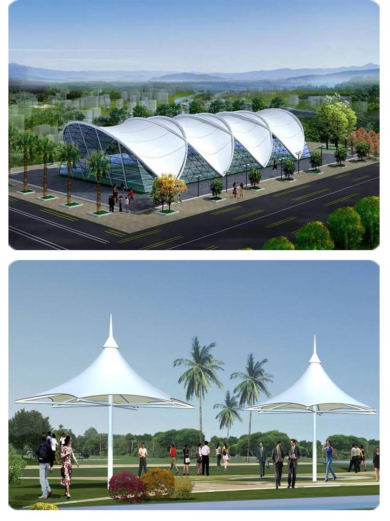 工厂安装户外膜结构景观棚停车棚 景区游乐园景观棚游泳池遮阳棚