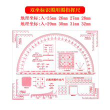 多功能双坐标识图指挥尺1:5万地理坐标尺 经纬度军事地形学识图尺