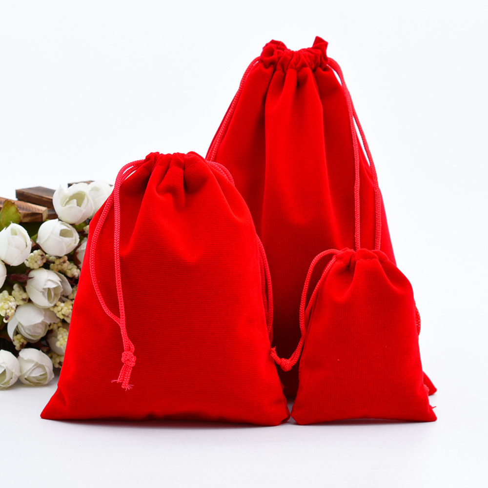 红色绒布袋定制logo首饰饰品束口袋移动电源包装收纳袋 厂家现货
