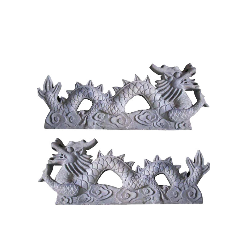 现货供应仿古屋顶瓦五脊六兽配件 二龙戏珠古建屋顶摆件双龙戏珠