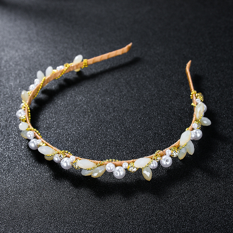 复古宫廷风珍珠手制发箍女轻奢水钻网红压发头箍个性甜美发卡头饰