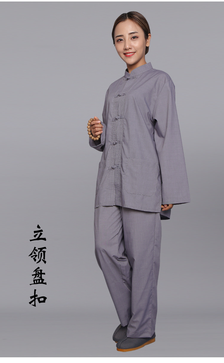 【拜佛居士服】佛教用品海青居士服女男禅修服套装春夏秋盘扣僧服