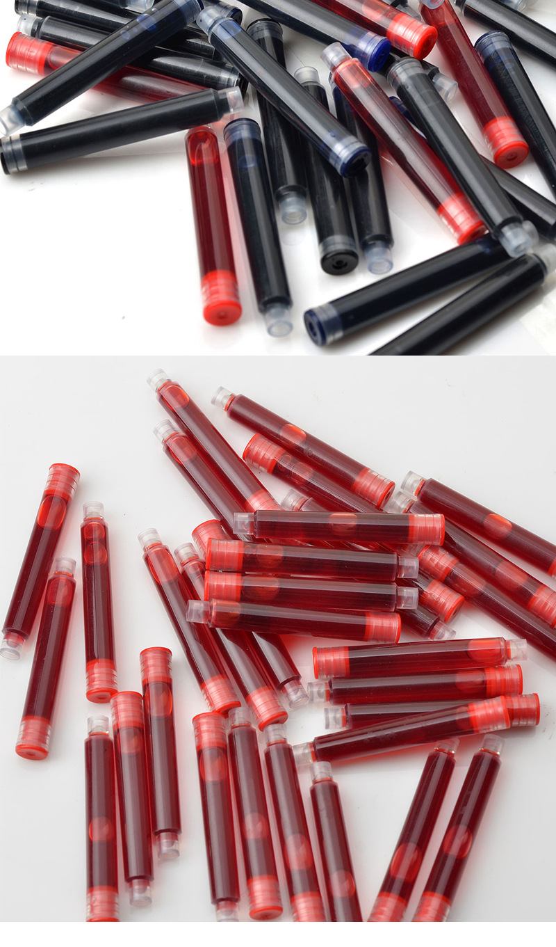 38笔尖钢笔墨囊3.4mm可替换黑色学生蓝色套装红墨水墨胆批发