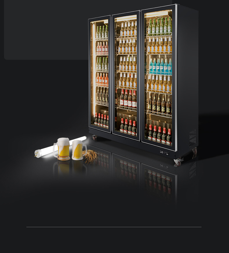 华尔清吧啤酒柜全屏展示饮料冷藏柜商用水果保鲜柜便利店立式冰柜