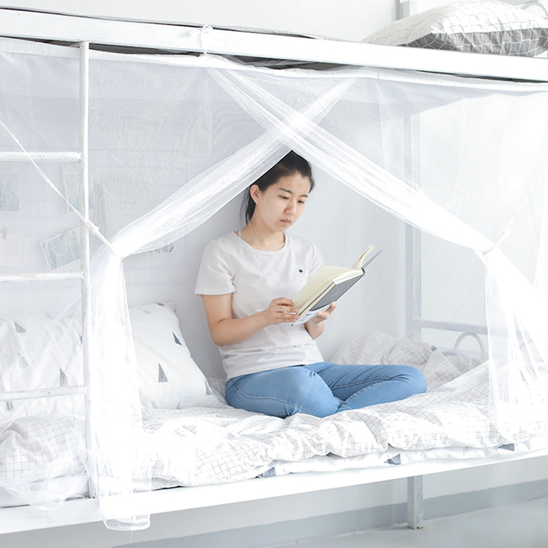 Sleeping an Student Dormitory Household Old-Fashioned Bunk Bed Single Bunk Bed Square Top Bed Curtain Mosquito Net Installation-Free Wholesale