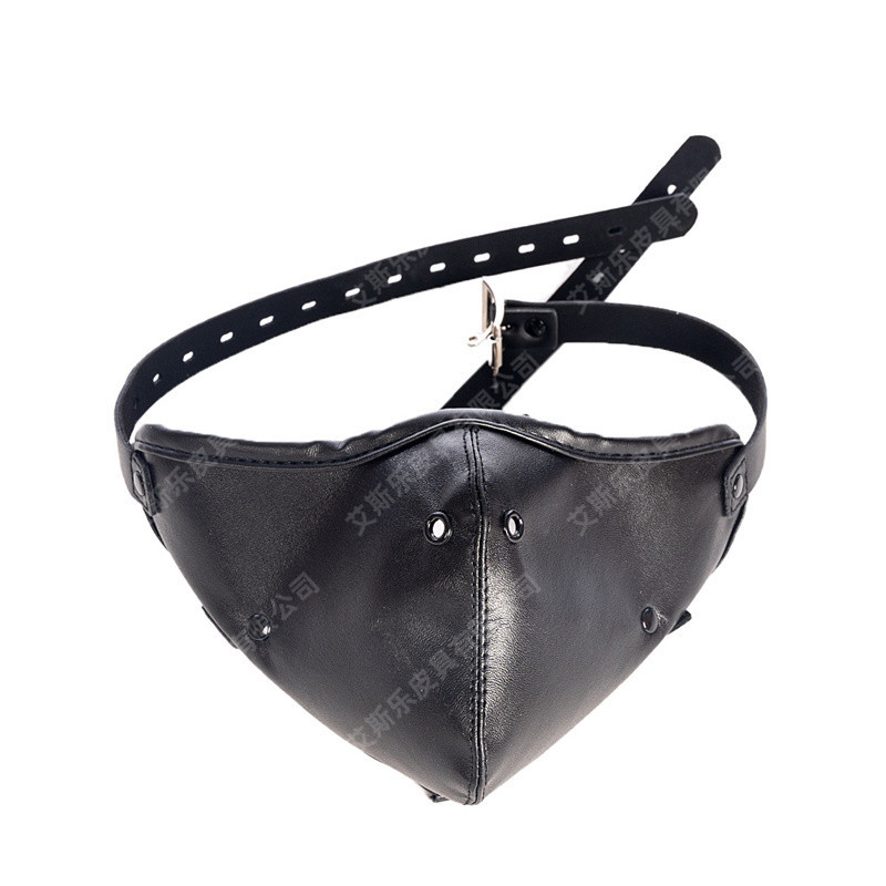 成人情趣女奴面罩超纤皮口罩口球网眼口枷扩口器调教口塞批发