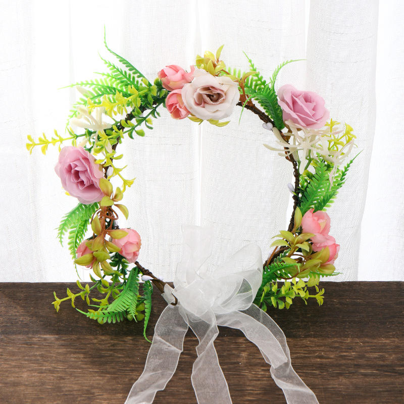 韩版新娘婚纱头环森系仙美花环头饰影楼摄影道具新款发带结婚发饰