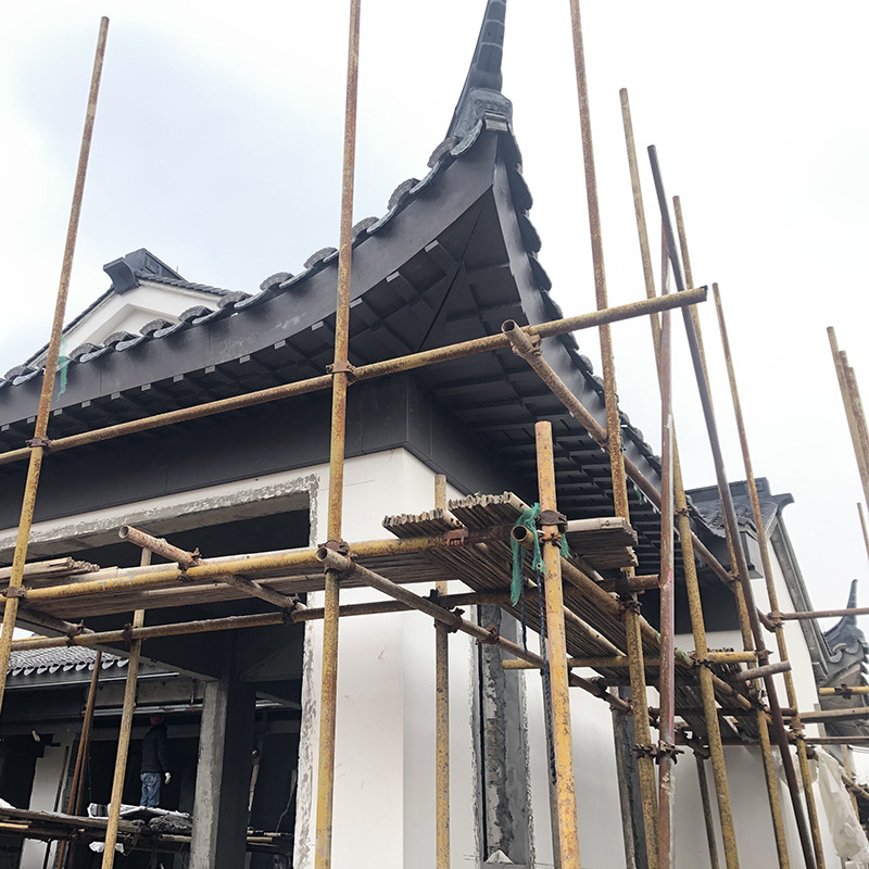 宜昌古镇别墅屋檐翘脚铝单板双曲异形造型铝单板定制铝幕墙