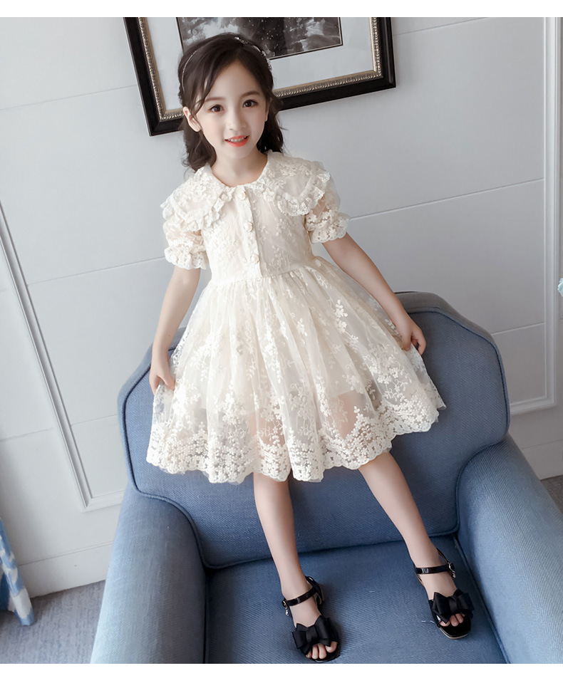 韩国童装 女童连衣裙2021夏款儿童纱裙洋气女孩短袖公主裙