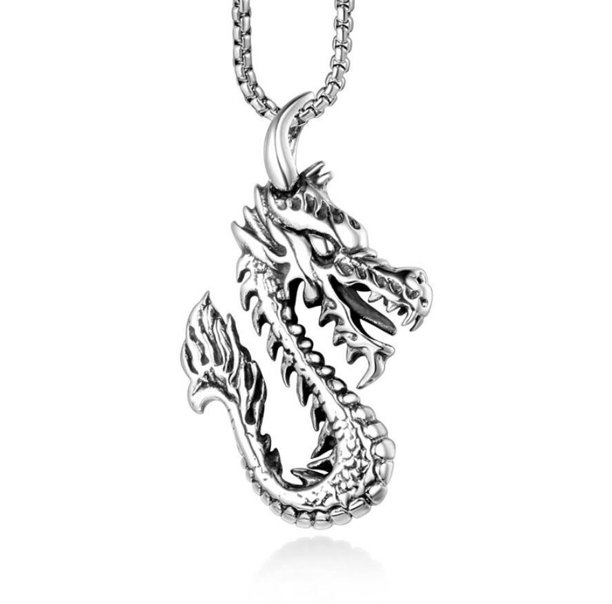 摇滚个性时尚非洲部落龙头骷髅吊坠 压铸复古男款钛钢链条项链