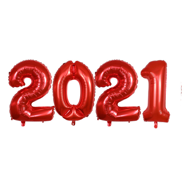 热卖款16寸32寸40寸2021数字铝膜气球套装 新年快乐铝箔气球套装