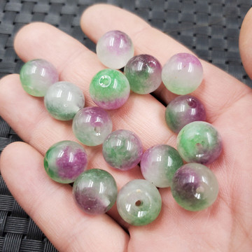 玉石散珠彩色石英岩玉圆珠散珠12毫米散珠手链项链编织珠配件珠子