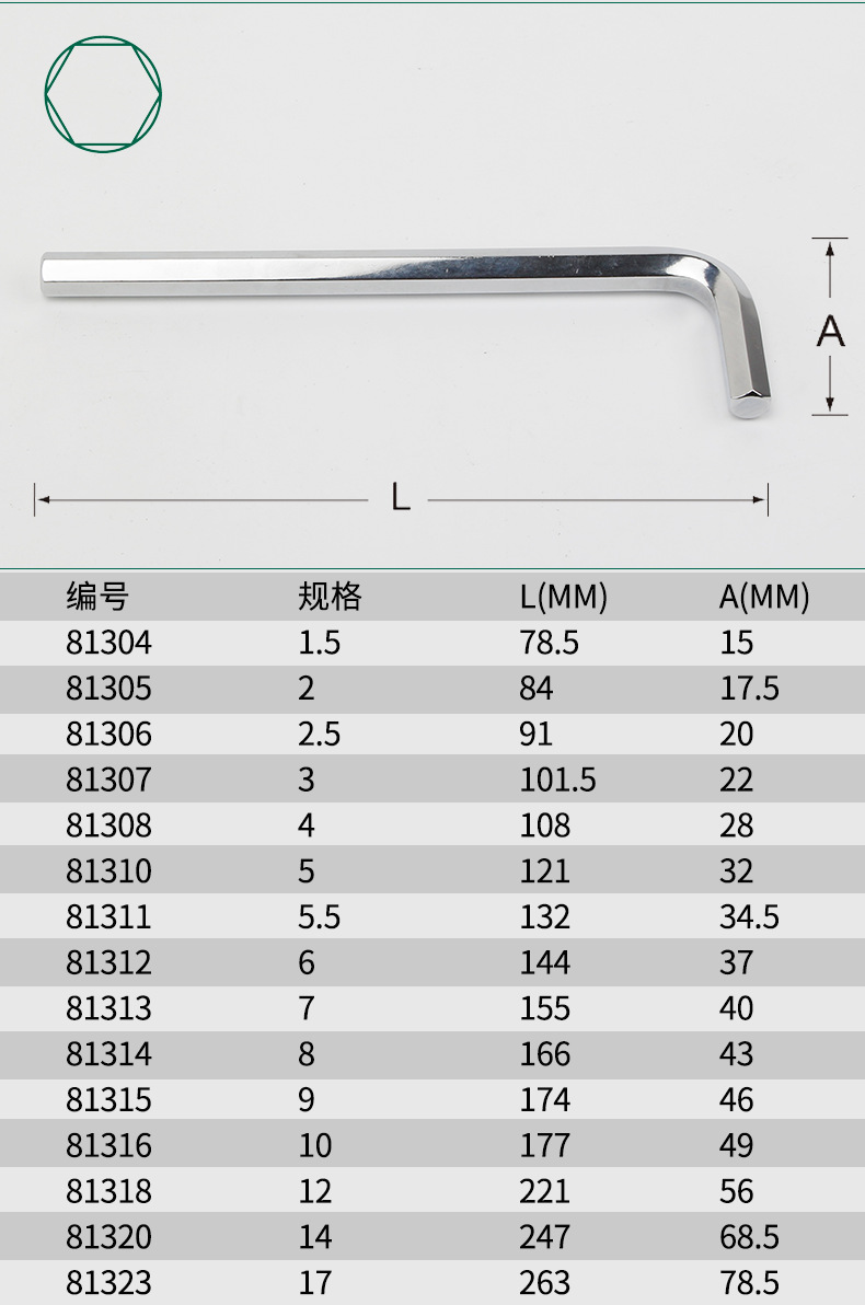 世达内六角扳手 加长平头六棱内六角螺丝刀1.5--17mm 81304-81323