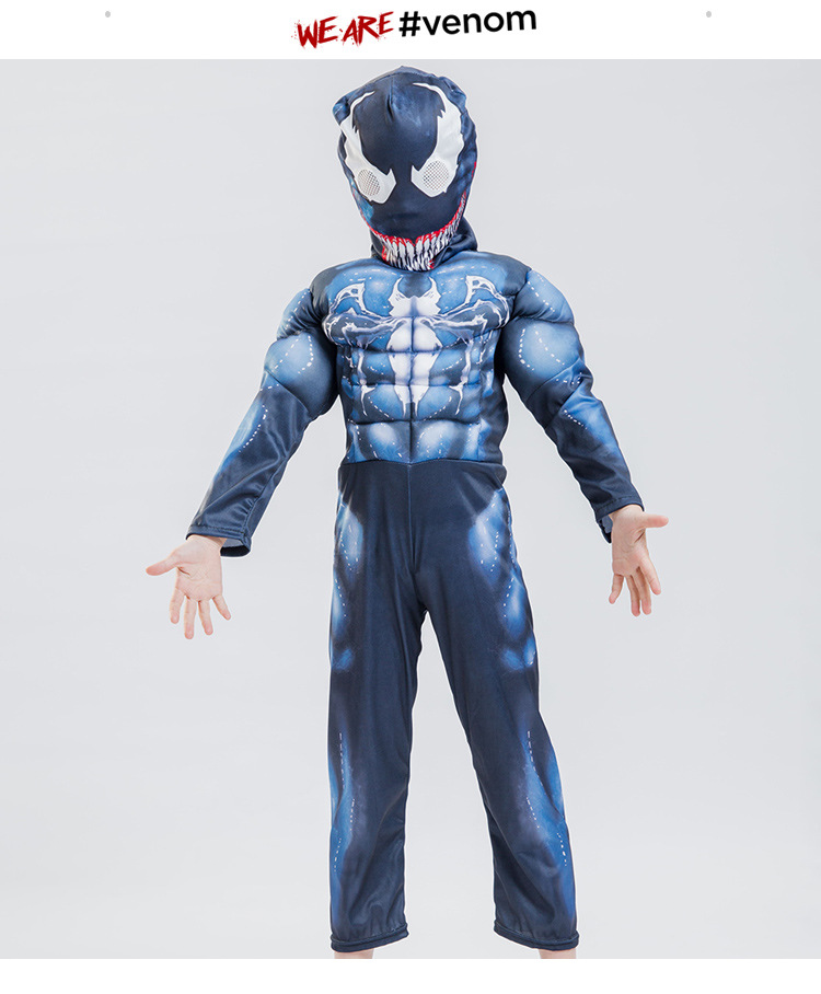 万圣节服装cospaly儿童肌肉毒液蜘蛛侠连体衣复仇者联盟表演套装