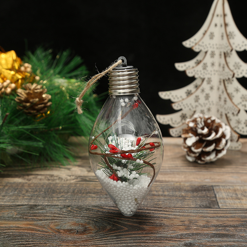 Transparent Christmas Ball Pendant Color LED Double Pointed Ornaments Cross-Border Creative Christmas Christmas Product Christmas Ball