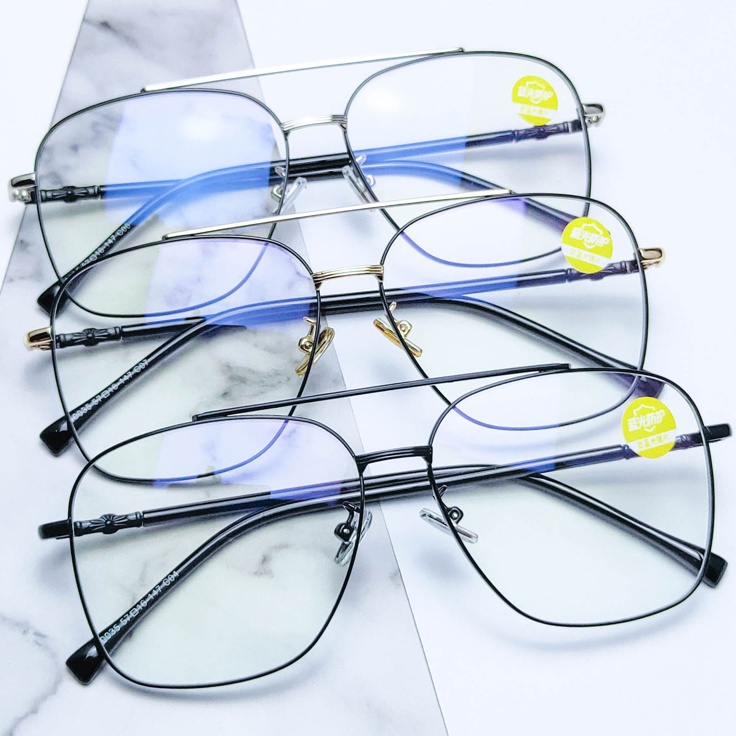 经典朋克风双梁眼镜框金属个性飞行员眼镜架平光防蓝光近视镜男式