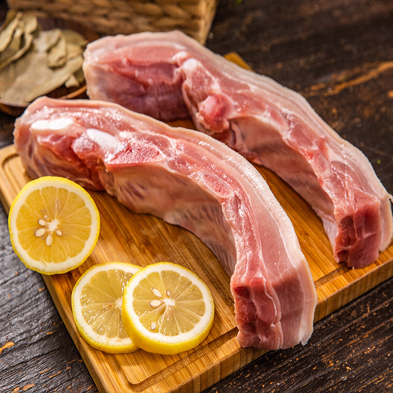 西班牙冷冻猪带骨带皮五花肉冻肉b级进口冻猪肉餐饮食堂批发