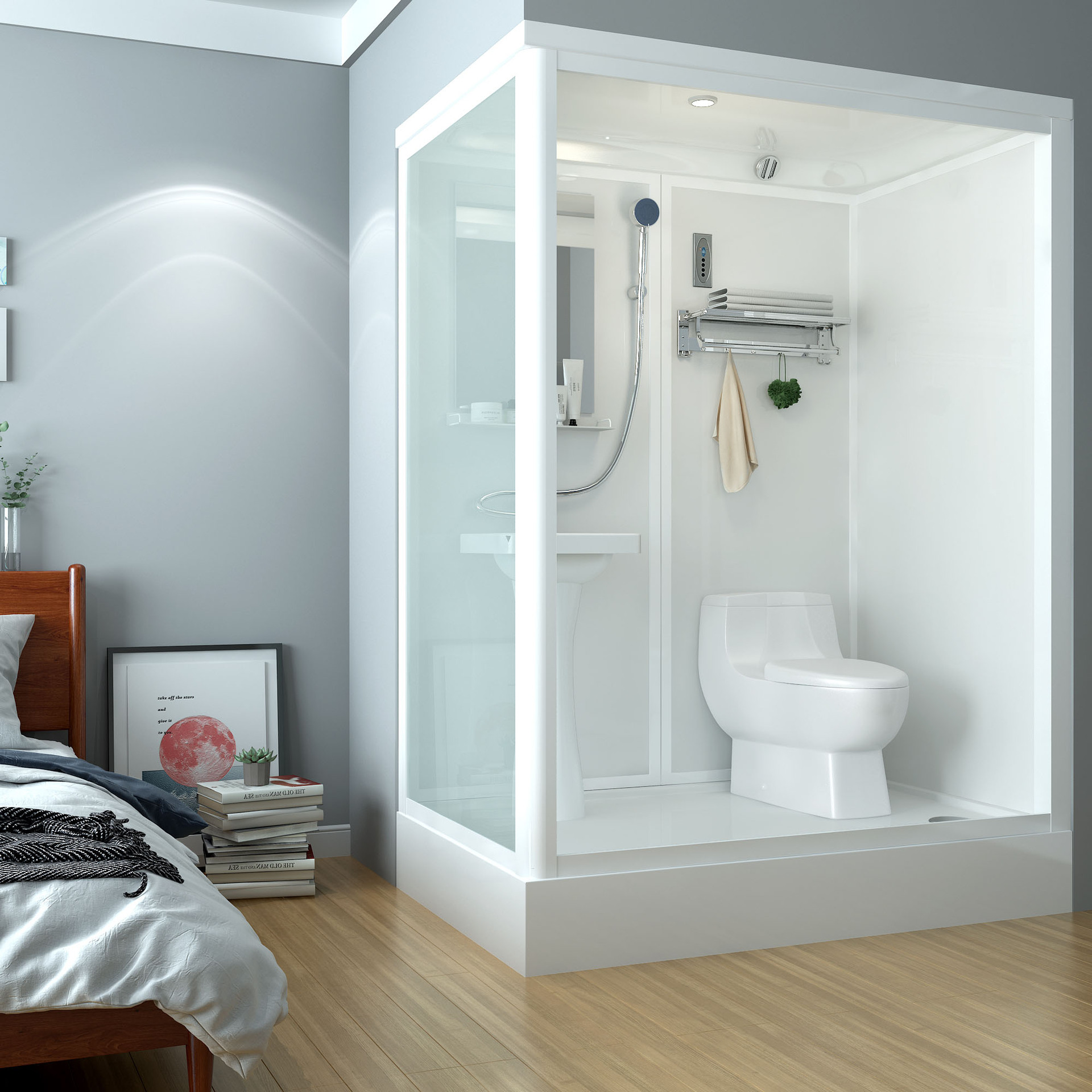 淋浴房整体 浴室卫生间一体式家用洗浴房玻璃房洗澡房集成卫浴房