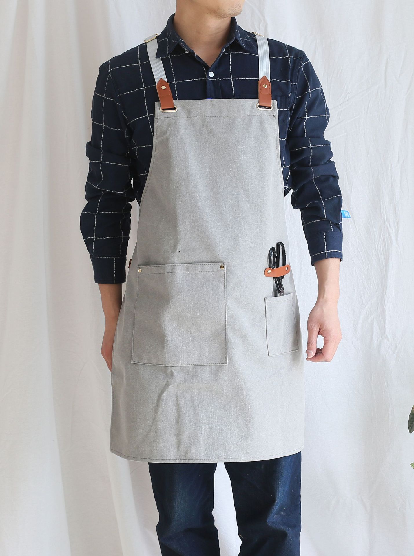 时尚男女通用厨房围裙韩版烘焙料理咖啡师工作服亚马逊热卖可定制