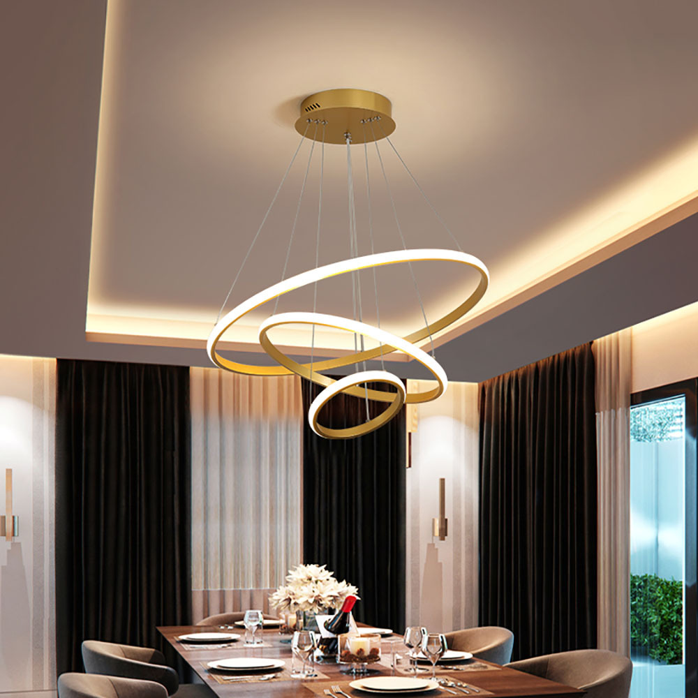 轻奢餐厅灯 简约现代创意个性圆环led餐桌灯大气浪漫网红北欧吊灯