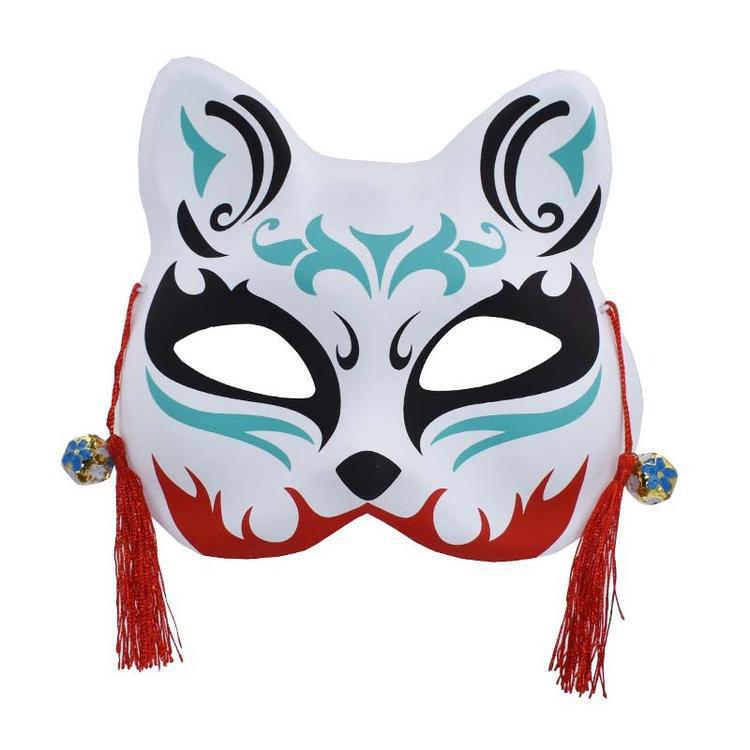 半脸猫狐狸面具 手绘抖音同款日式和风动漫男 女儿童派对舞会用品