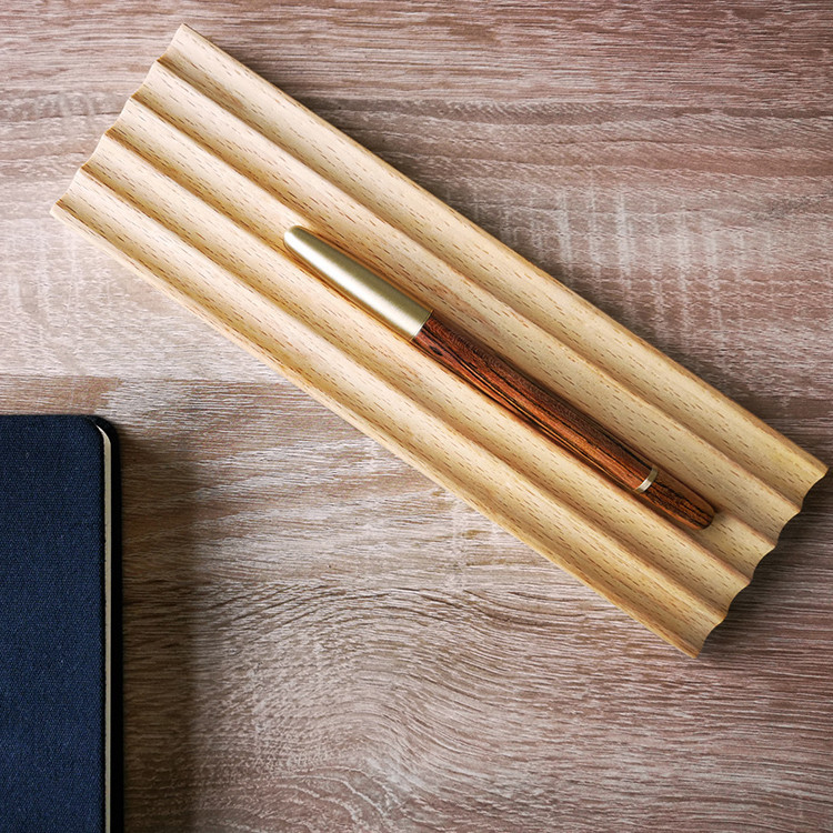 复古木质笔架桌面创意笔搁摆件铅笔钢笔收纳简约实木放笔架置物架