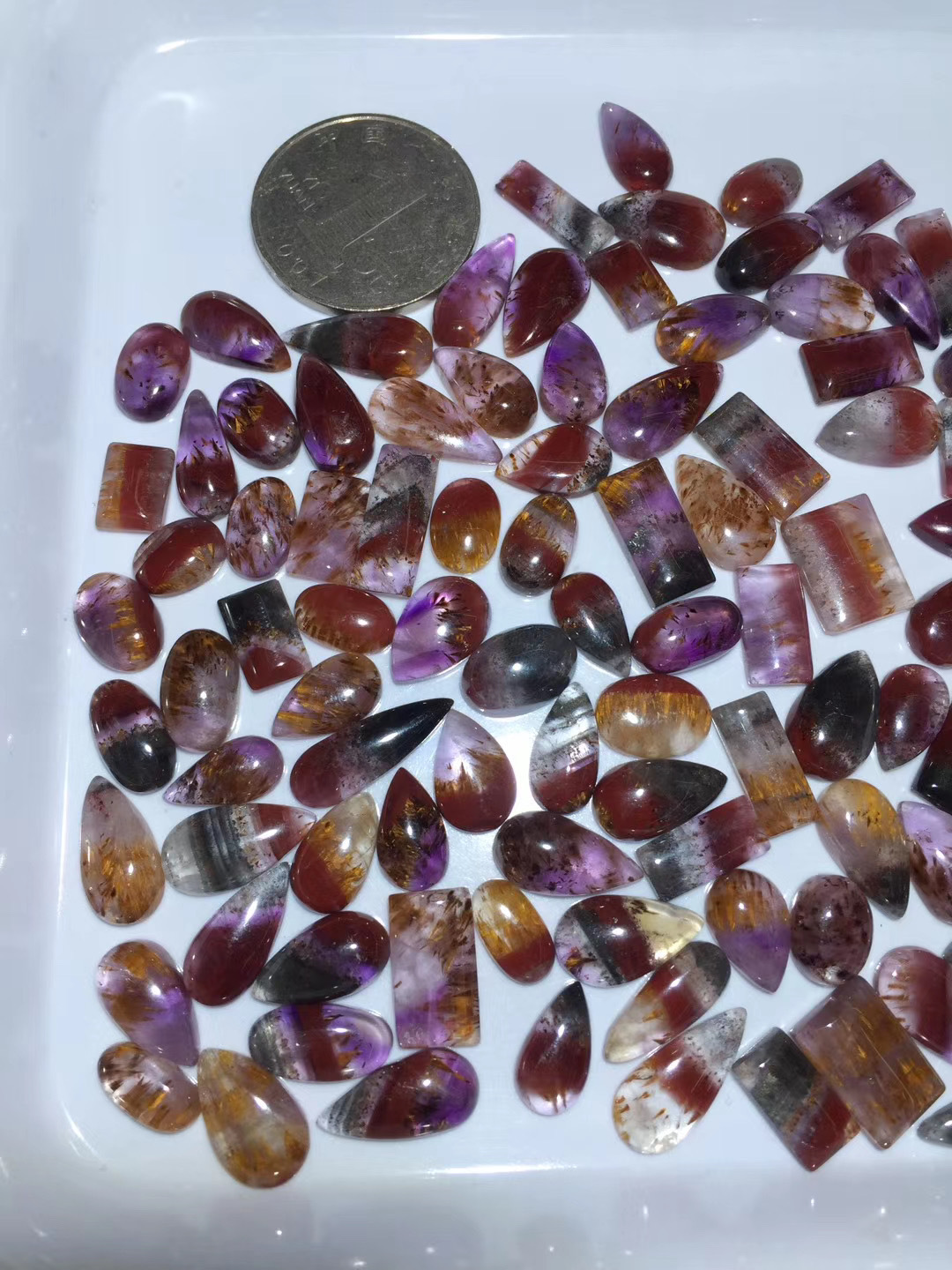 天然水晶极光23裸石水滴吊坠配饰 晶体通透 女生饰品