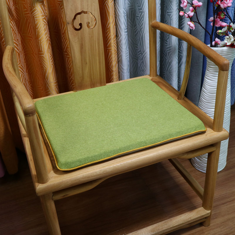 新中式茶椅垫坐垫家用红木家具实木圈椅太师椅棉亚麻海绵纯色垫子