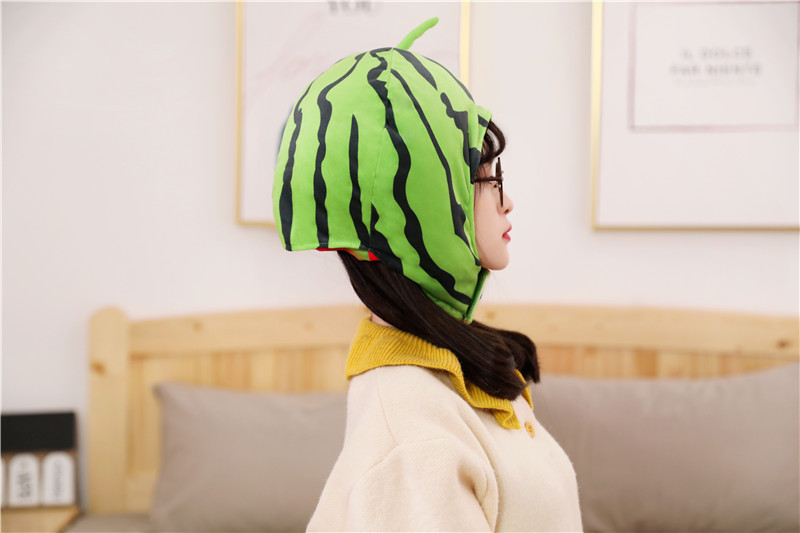 批发 可爱毛绒 西瓜头套 西瓜帽子 拍照道具写真道具毛绒头套