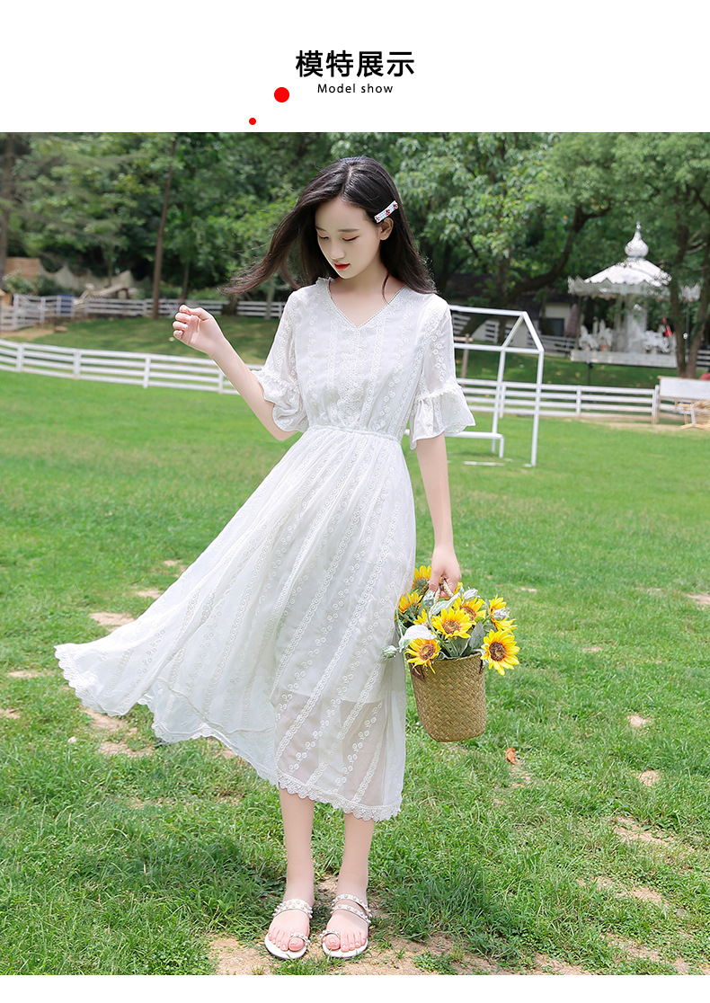 少女连衣裙夏女孩裙子公主裙长裙过膝白色2020新款高初中学生超仙