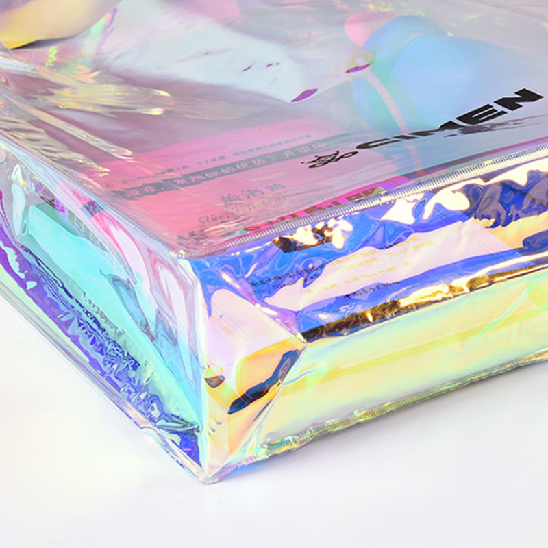 幻彩镭射pvc手提收纳袋定做时尚广告购物袋防水塑料化妆品单肩包