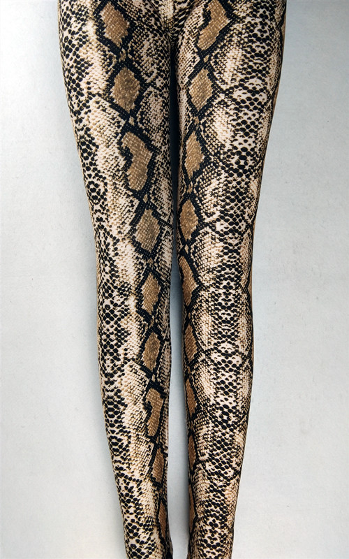 外贸春季蟒蛇花纹印花打底裤女弹力牛奶丝夜店小脚裤k135