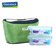 韩国进口GLASSLOCK 盖朗 钢化玻璃保鲜盒 两件套带保温包厂家批发