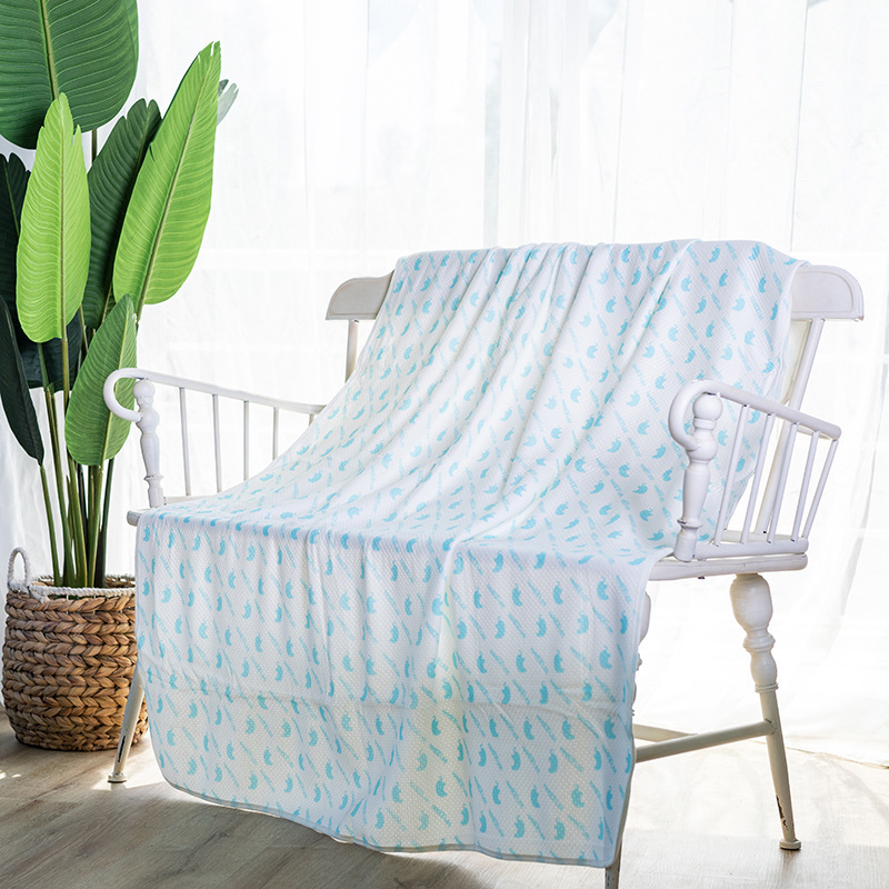竹纤维盖毯印花小象儿童宝宝针织毯子柔软透气厚实空调毛巾被代发