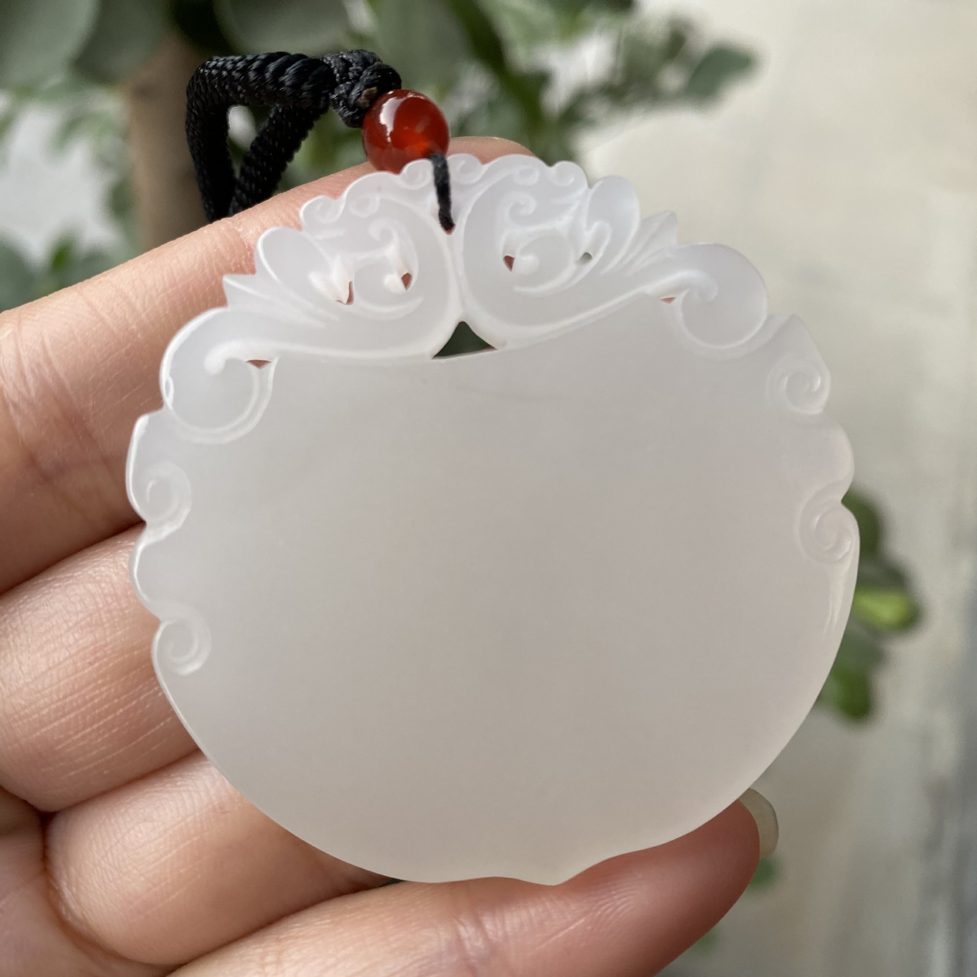 和田玉龙凤如意锁吊坠 羊脂白玉平安无事牌双面镂空毛衣链挂件