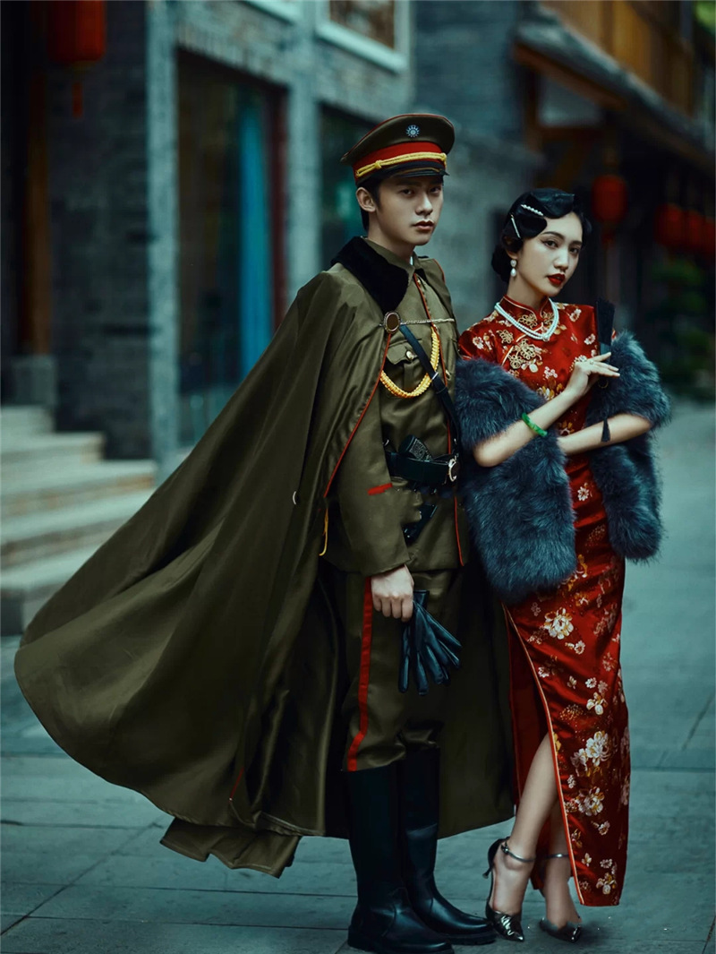 影楼民国拍照情侣剧本杀军装大帅军阀阔太旗袍街拍摄影写真演出服