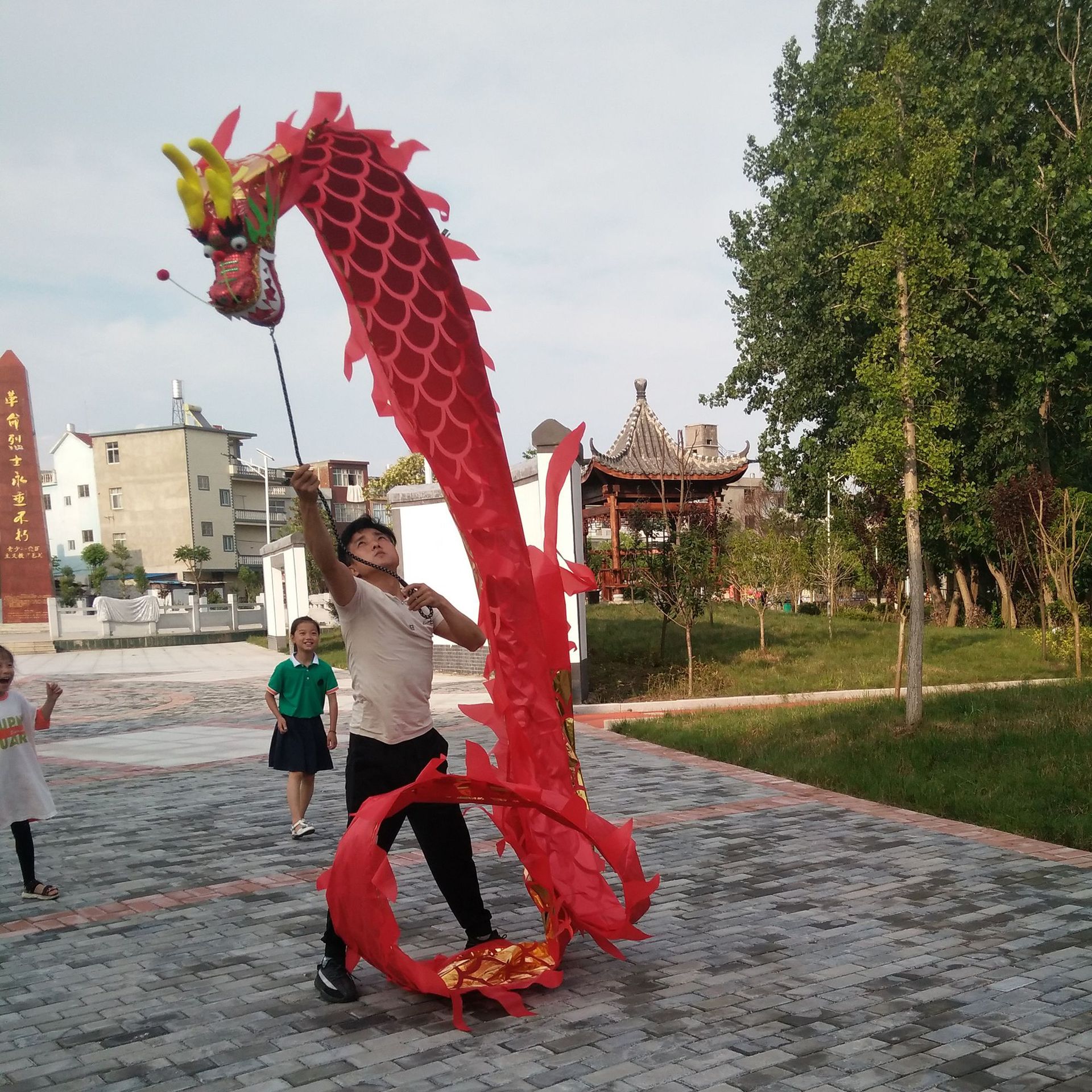 初学中老年广场健身龙烫金舞龙运动飞龙甩龙单人舞龙彩带龙健身龙