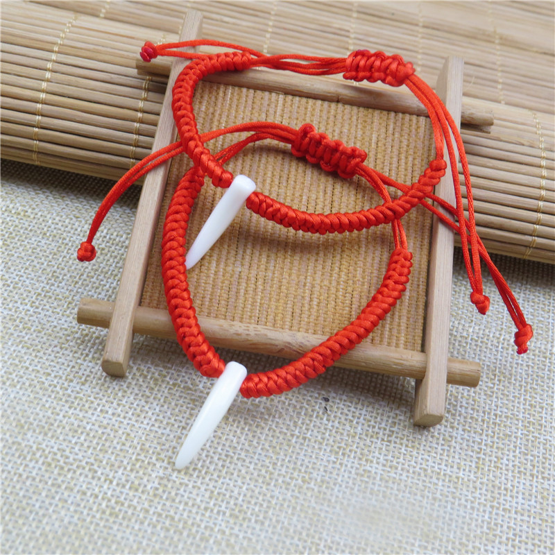 抽拉式红绳手链本命年吉祥狗牙金刚结红绳手绳手链批发网店小礼品