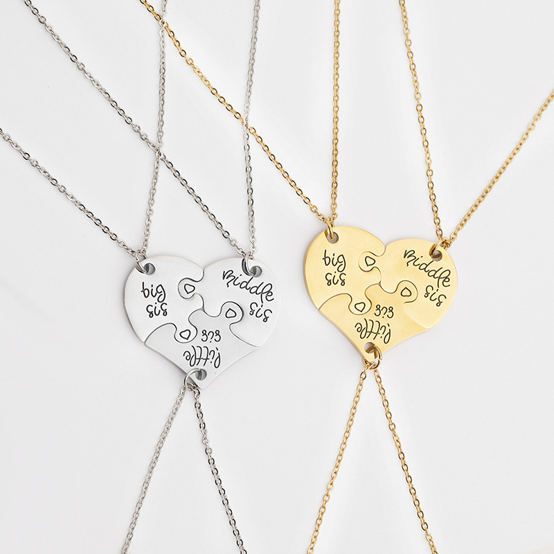 亚马逊创意拼图好朋友项链best friends forever爱心拼接闺蜜吊坠